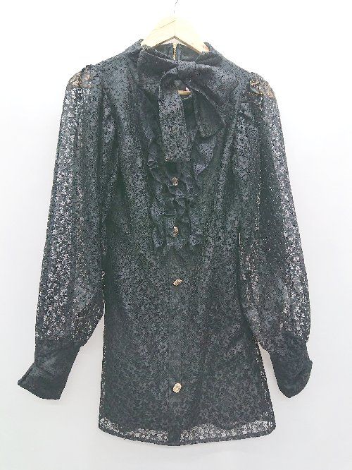 ◇ Swankiss スワンキス 総レース 装飾ビジュー 長袖 ミニ ワンピース