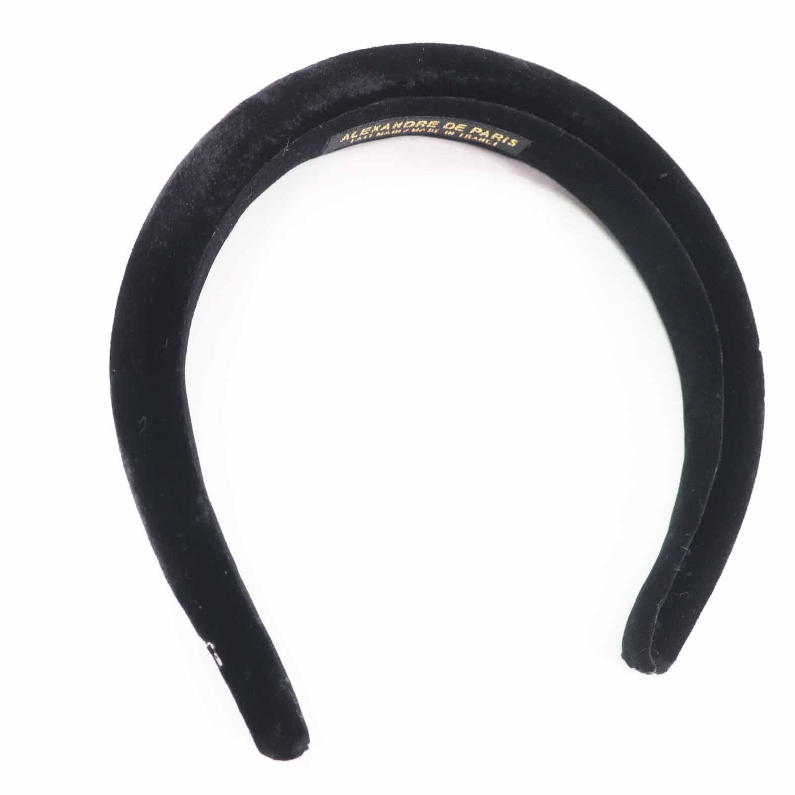 ◎ALEXANDRE DE PARIS アレクサンドル ドゥ パリ Resto CK ベロア カチューシャ ヘアアクセサリー ブラック ゴールド金具 2.5cm イタリア製 レディース 定価26 400円