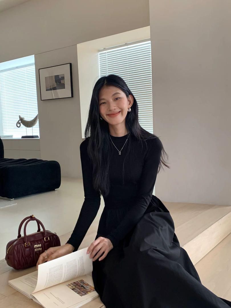 ♥ 春のお出かけに 上品ニットロングドレスワンピース