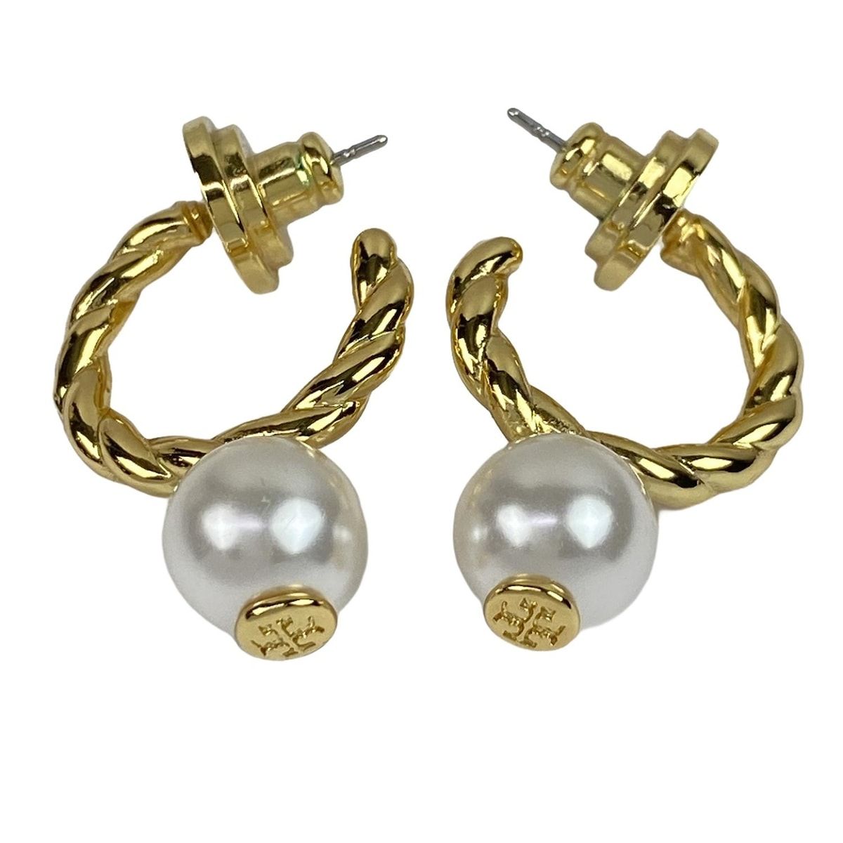 TORY BURCH(トリーバーチ) ピアス美品  - ゴールド×白