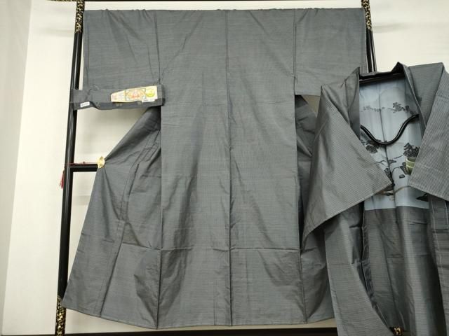 平和屋着物●男性 本場大島紬 アンサンブル 格子 薩摩染織 証紙付き 正絹 ♥ AABC4131ck