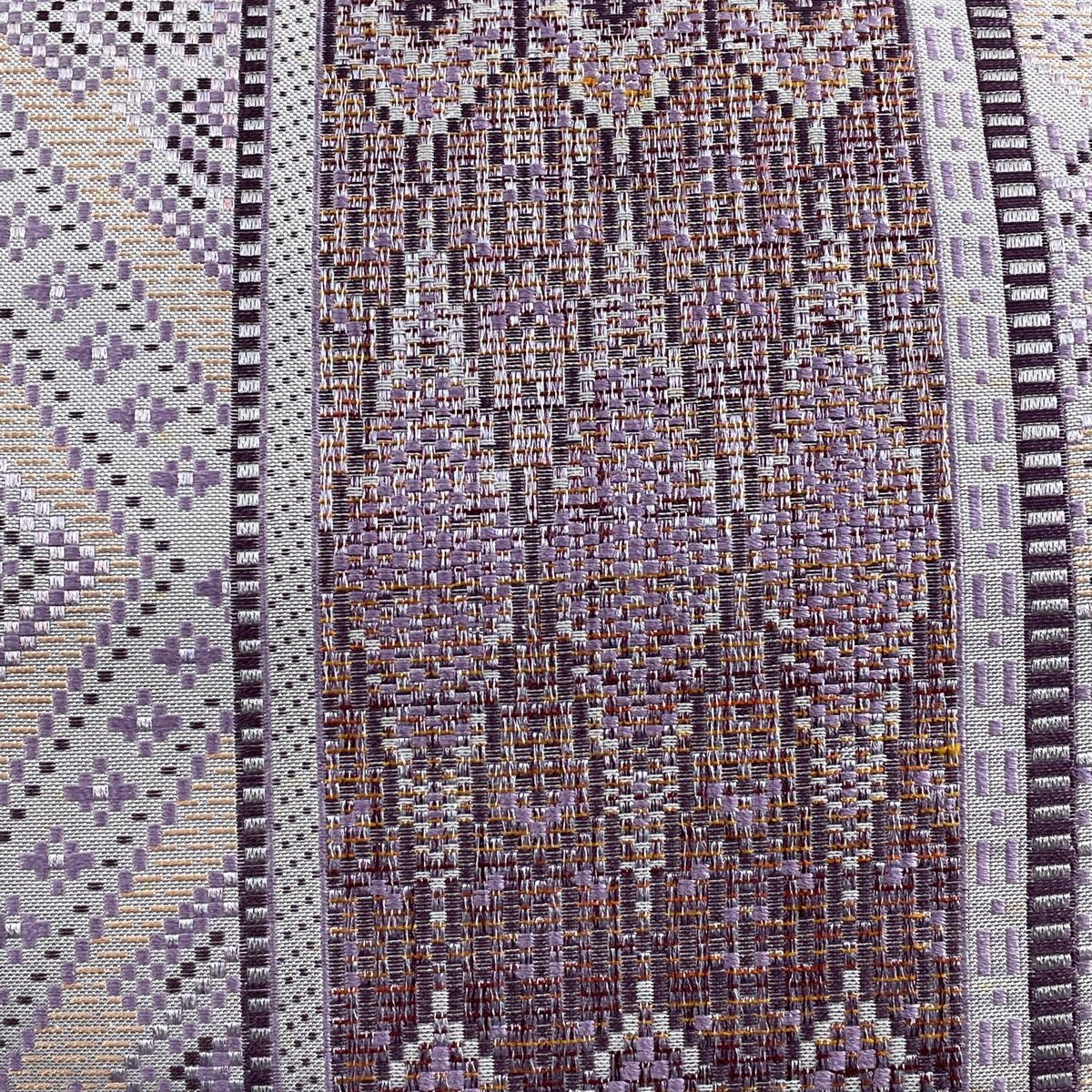 お召 横縞 蜀江紋 立涌 花紋 亀甲 花兎 鳳凰 ブラウン 着物 034a d  