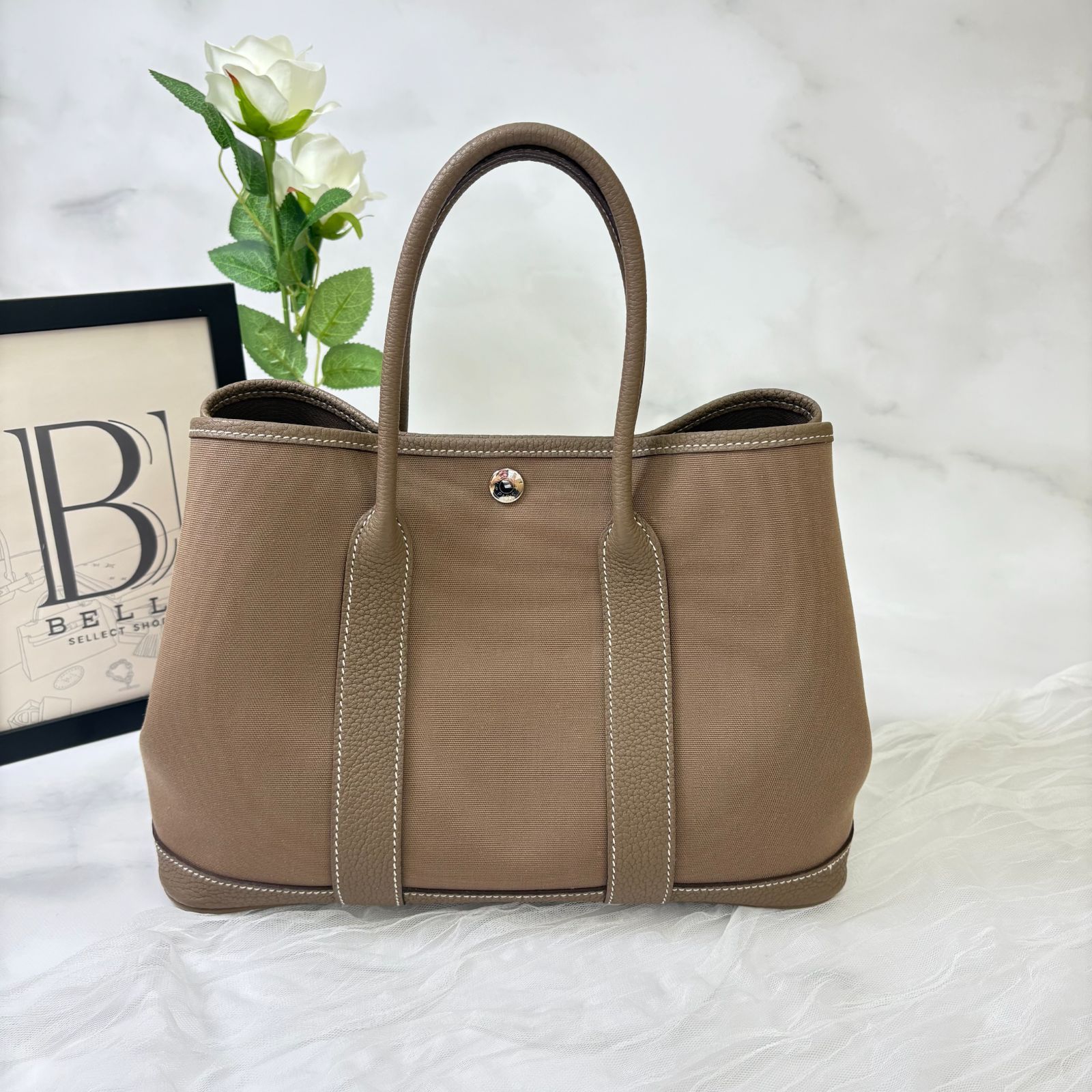 新品未使用 エルメス ガーデンパーティtpm 30 エトゥープ 最新K刻印 エルメス ガーデンパーティ30/TPM エトゥープ ネゴンダ シルバー金具