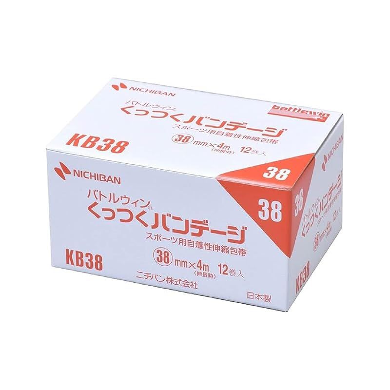 ニチバン スポーツ用自着包帯 バトルウィンくっつくバンテージ 38mm幅 4m巻き 12巻入り 1