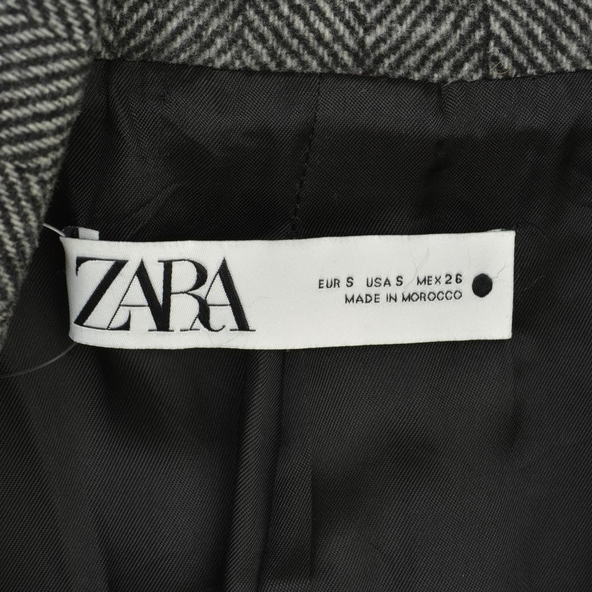 ZARA】ヘリンボーンダブルチェスターコート - メルカリ
