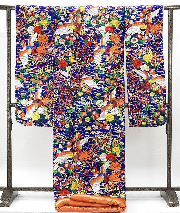 色打掛 未使用 正絹 四季花 尾長鳥 打掛 花嫁衣裳 婚礼 未着用 美品 新