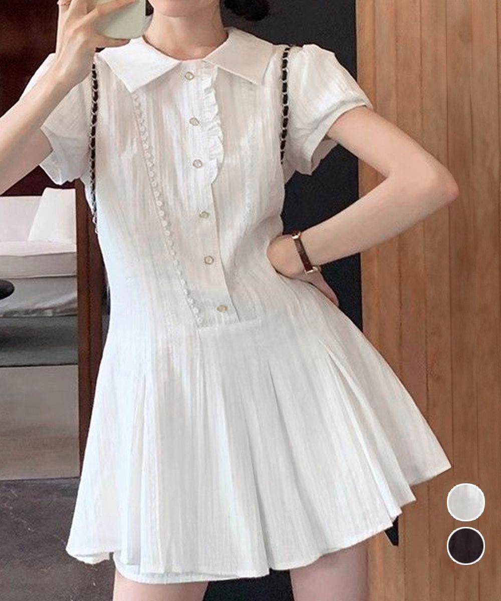 新品・未使用】プリーツミニワンピース セットアップ 春夏