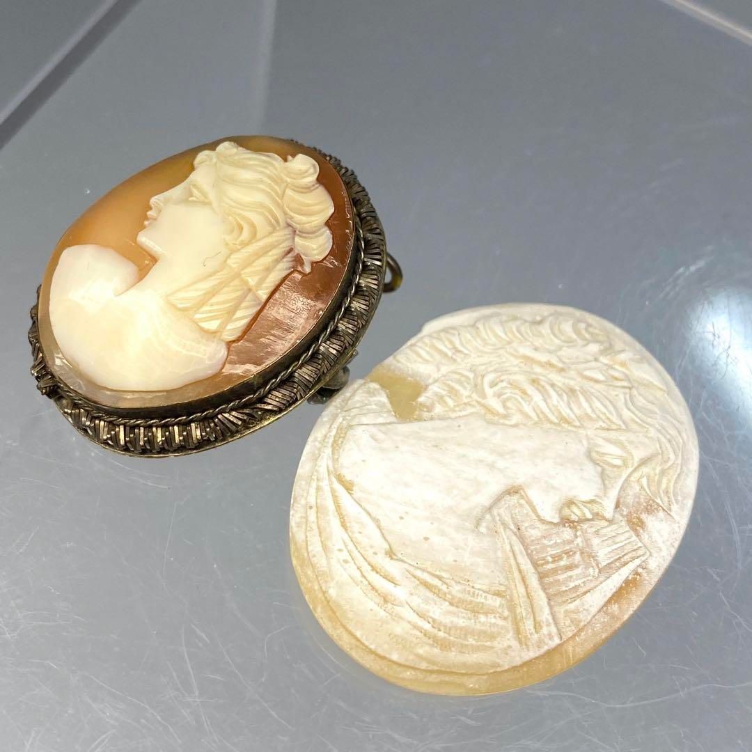 カメオ 天然石 ブローチ 59g 東Y6-0520ア⑰