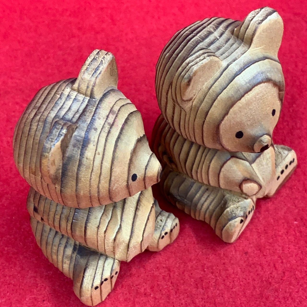 熊ボッコ 木彫りの熊 3個セット 昭和レトロ 置物 民芸品 木彫り 一刀彫