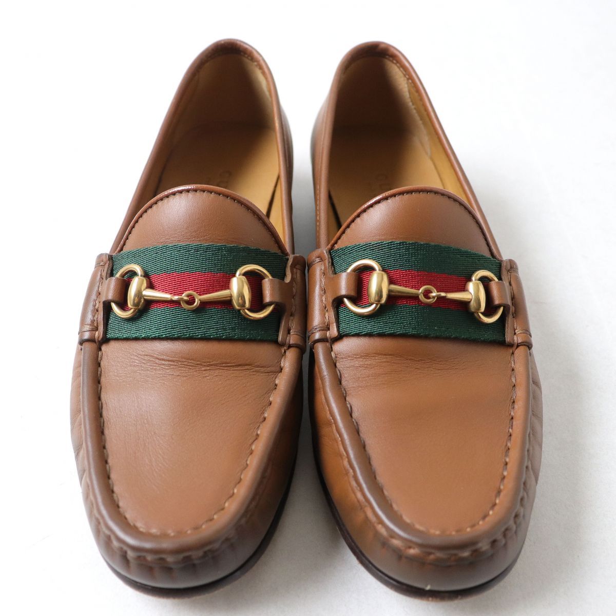 良品◇GUCCI グッチ 384874 ホースビット金具×ウェブライン レザー 