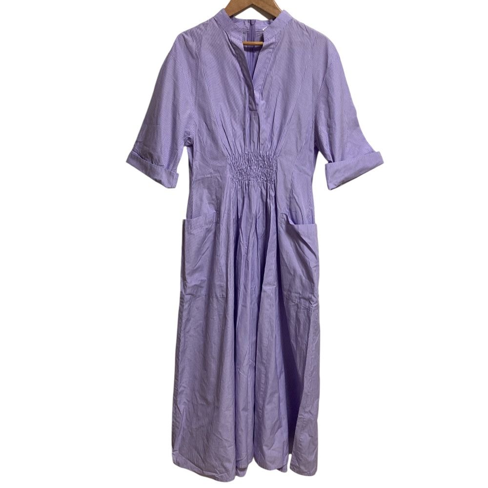 美品 24SS ebure エブール カラーストライプ シャツワンピース  