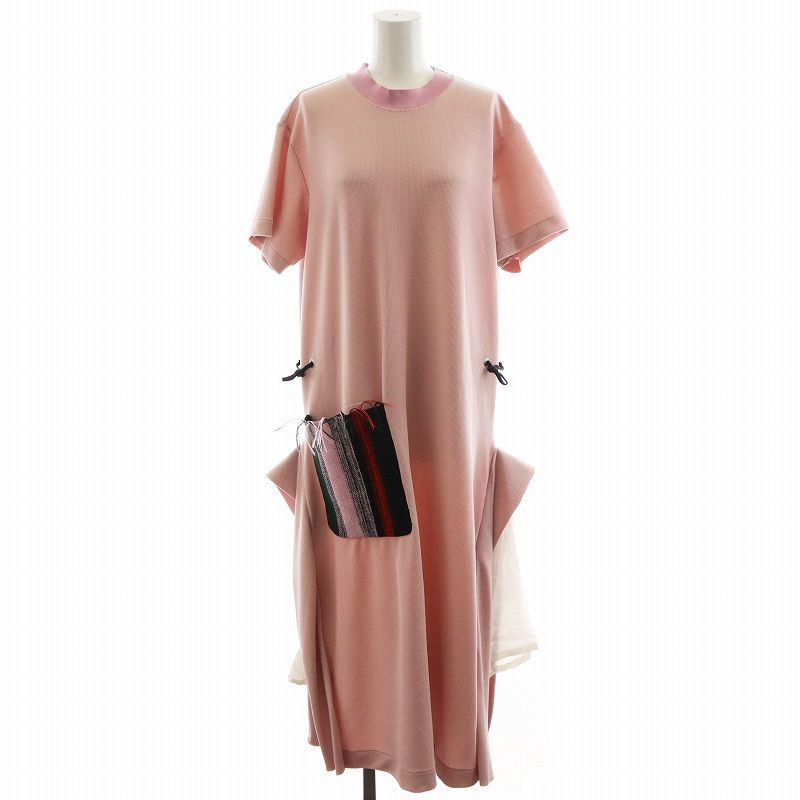 トーガ プルラ TOGA PULLA ワンピース 半袖 ロング丈 ピンク
