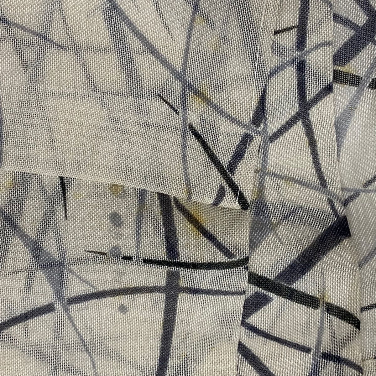 小紋 身丈165cm 裄丈63.5cm S 薄物 夏紬 幾何学 クリーム 正絹 名品  