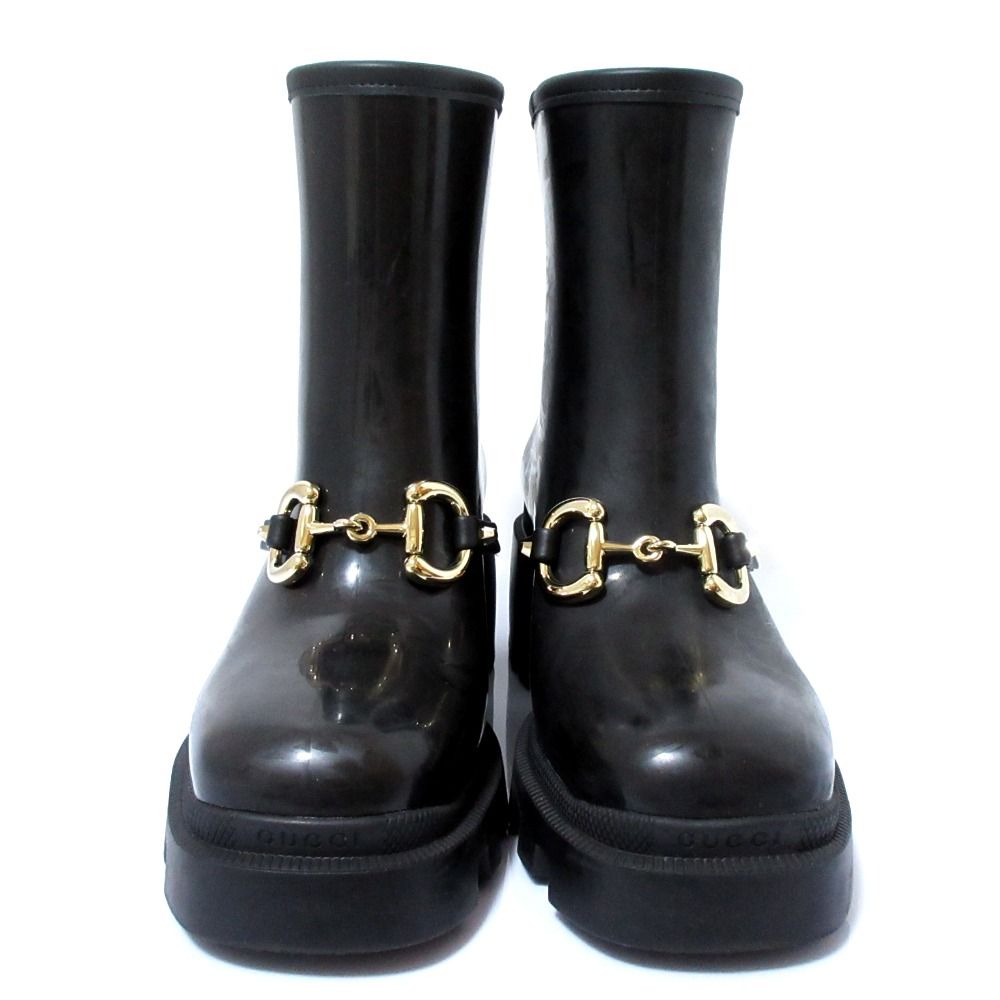 美品 GUCCI グッチ ホースビット アンクルブーツ レインブーツ