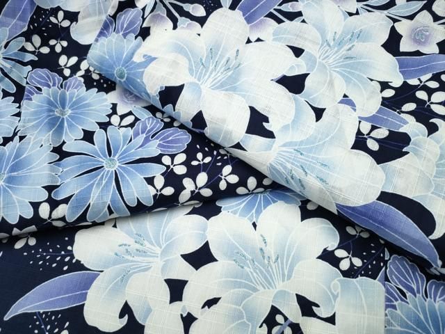 平和屋着物∴夏物 浴衣 百合 菊花文 ラメ 綿 CAAW1126ng