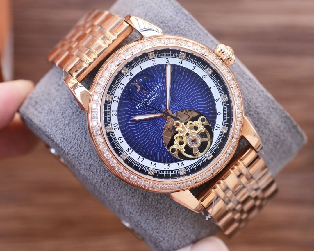 PATEK PHILIPPE 木製収納ケース 革ベルト付き 続けて、1本収納用の時計