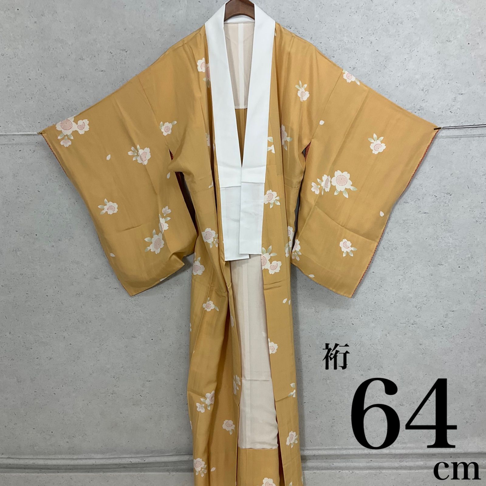 kimono+one◆未使用同然◆長襦袢◆正絹◆居敷当て付き◆衣紋抜き付き◆袖無双◆単衣◆仕付け糸付き◆裄64肩丈139◆小紋紬附下訪問着留袖袷単衣夏着物◆K1074