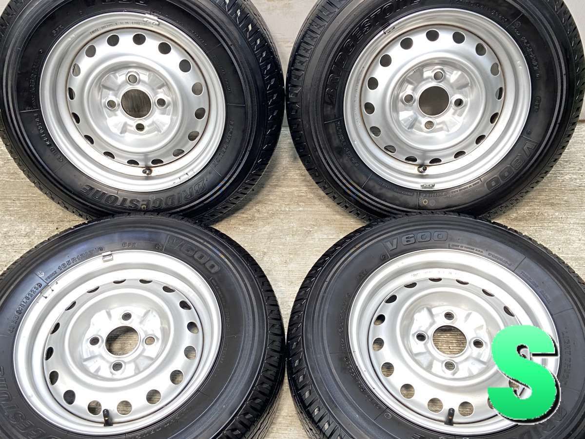 165R13 6PR ブリヂストン V600 日産純正 13x5.0 100-4穴 タイヤ サマータイヤ ホイールセット 4本セット s13250519042