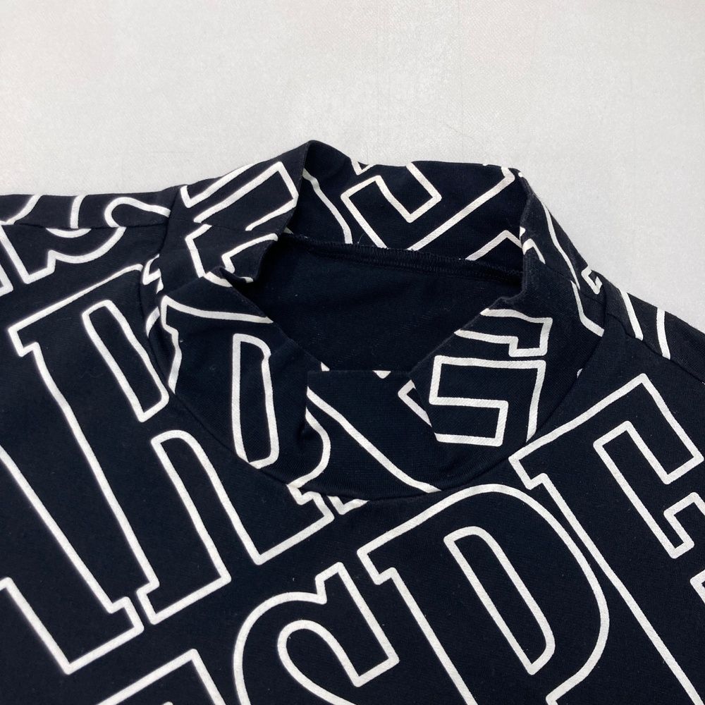 サイズ：4 PEARLY GATES パーリーゲイツ ハイネック 半袖Tシャツ 英字