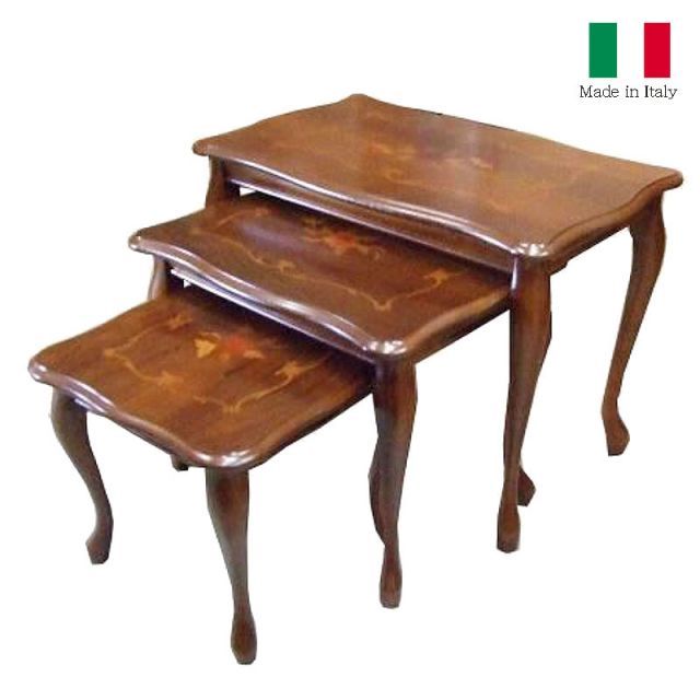 イタリア家具 ネストテーブル 象嵌 猫脚 輸入家具 クラシック家具