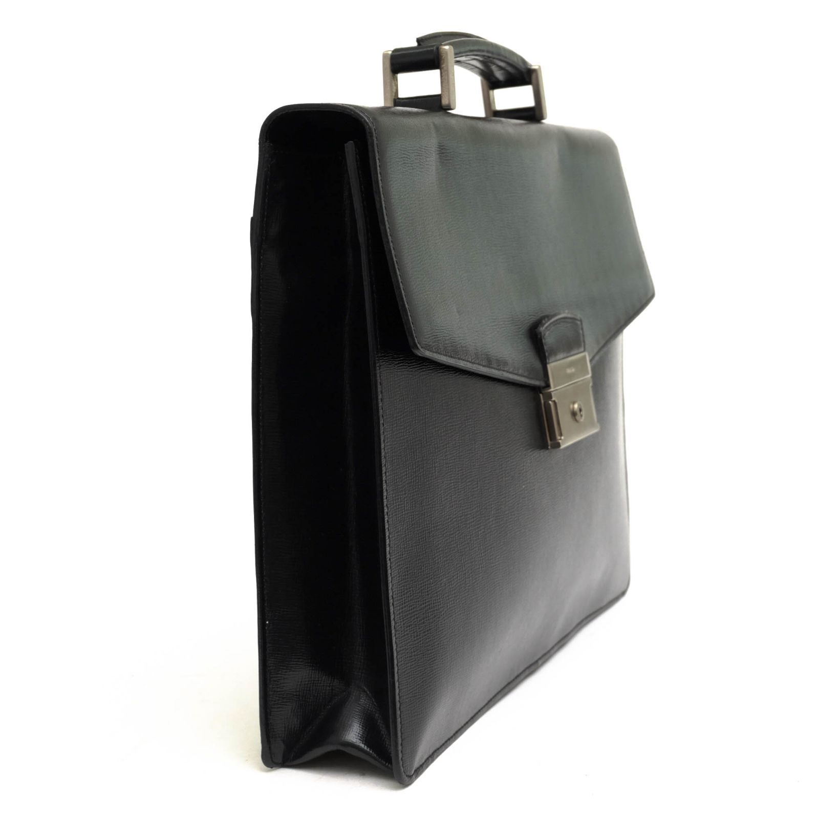 プラダ／PRADA バッグ ブリーフケース ビジネスバッグ 鞄 ビジネス メンズ 男性 男性用レザー 革 本革 ブラック 黒 フラップ式