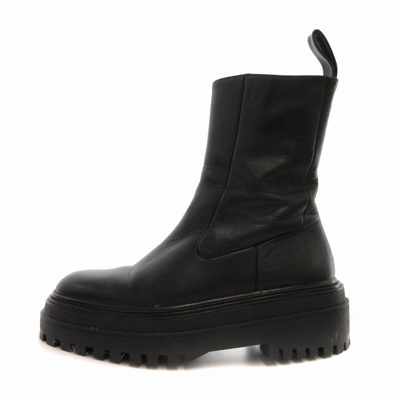【美品】ZARAザラ 37 トラックソールブーツ ハイカット サイドジップ 厚底 ZARA ZARA(ザラ) サイドジップ 厚底 チャンキー ブーツ