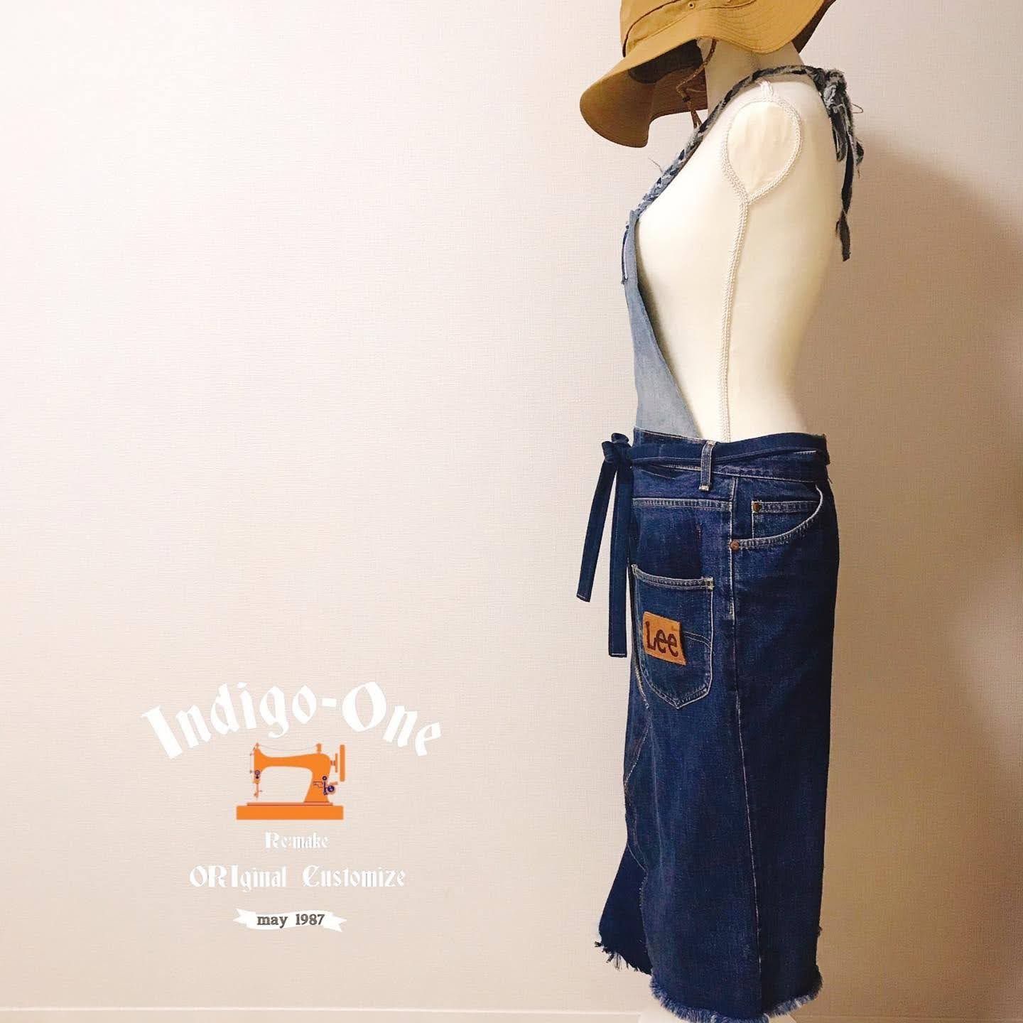 デニムリメイクエプロン003ワンピース サロペット - メルカリ