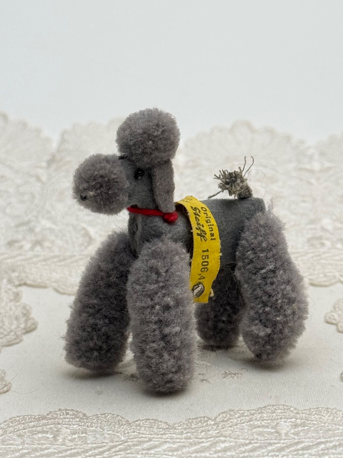 シュタイフ Woolen Poodle 6㎝ オールID s完品 ぽんぽんプードル アンティークドールのお持たせにも Steiff