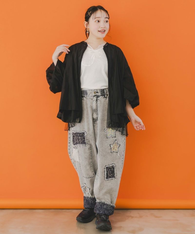 ScoLar（スカラー）メルヘン刺繍 チュール重ねブルゾン アイボリー