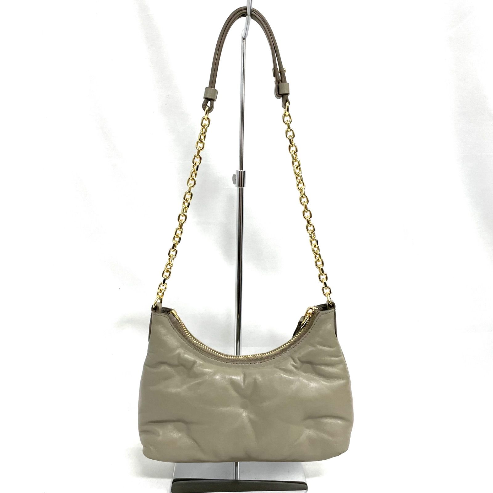 Martin Margiela ベージュ レザー クラッチ ショルダーバッグ メゾンマルジェラ レザー ショルダーバッグ ベージュ 美品