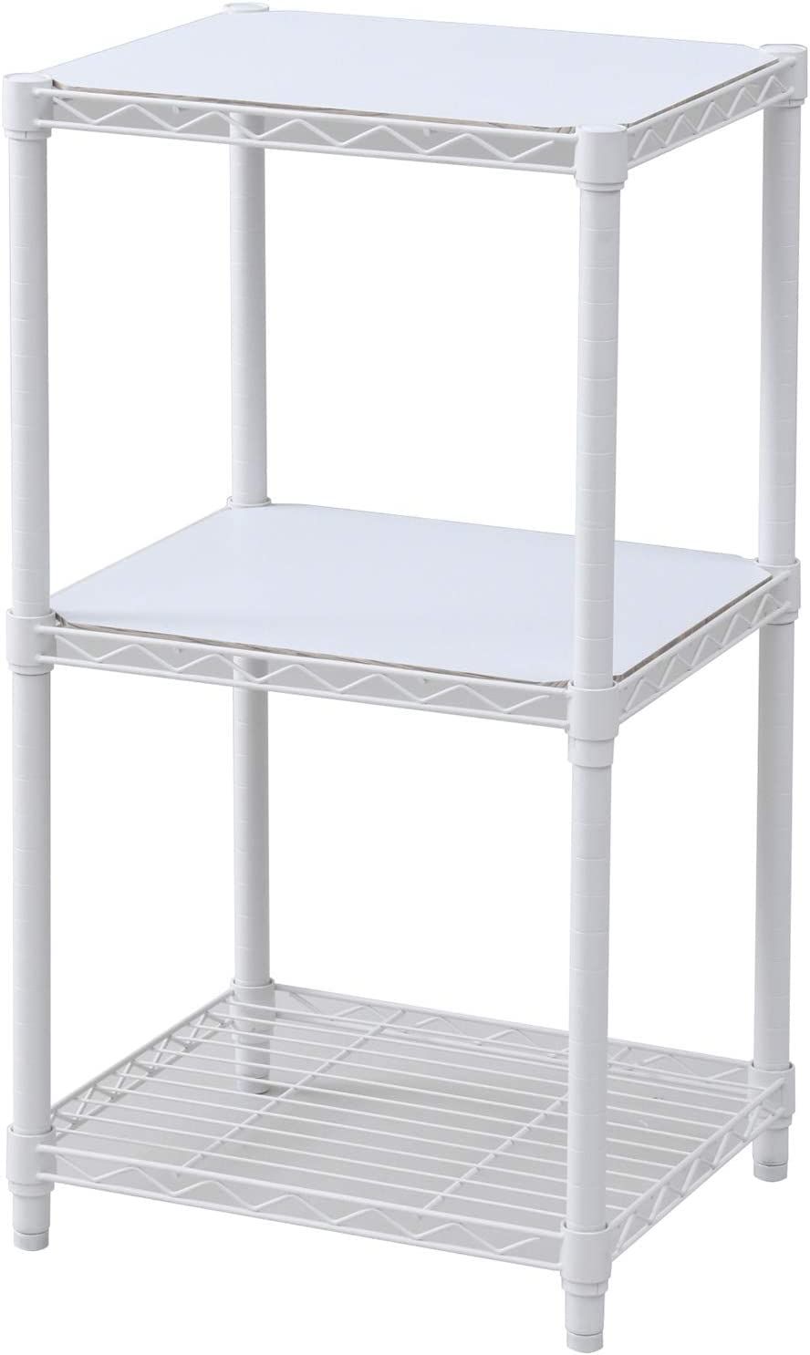 山善 YAMAZEN スチールラック 幅45×奥行39×高さ85cm 耐荷重150kg ロータイプ 3段 コンパクト 木製棚板2枚付き リバーシブル 組立品 ホワイト ICM-83453J WH WB Amazon.co.jp