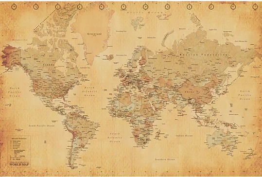 世界地図　ポスター　ヴィンテージスタイル　World Map (Vintage Style)