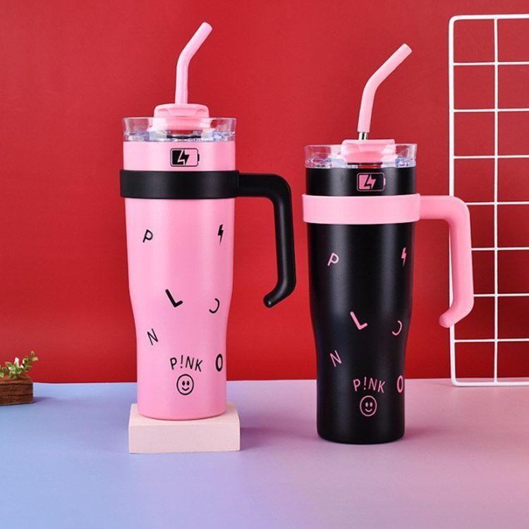 新品未使用2個セット コールマン栓抜き＆ストロー付きタンブラー赤黒 タンブラー ストロー付き 1200ml おしゃれ かわいい ステンレス