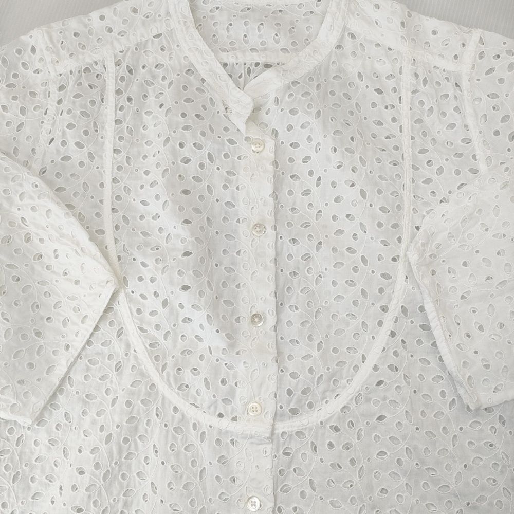 ☆美品☆マーガレットハウエル　七分袖シャツブラウス　ドット総柄　Ⅰサイズ　綿 マーガレットハウエル ブラウス シャツ 花柄 7分袖｜Yahoo
