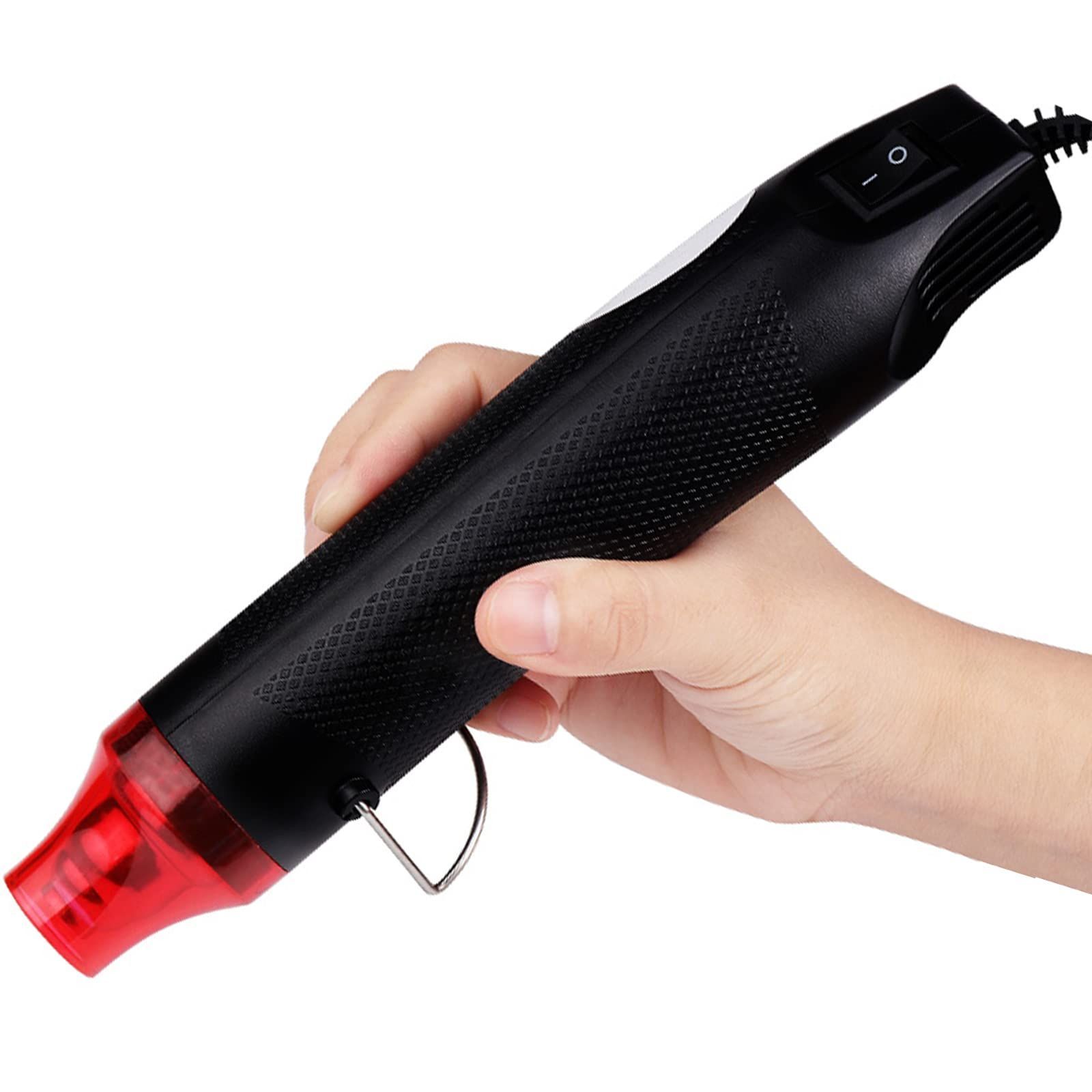 Color:ブラック ミニ ヒートガン エンボスヒータ 小型 300W熱風機 ヒートガン ホットエアガン 熱風溶接機 手芸加工 修理 熱収縮紙装飾品 熱処理 急速加温 ねんどの乾燥 DIYツール