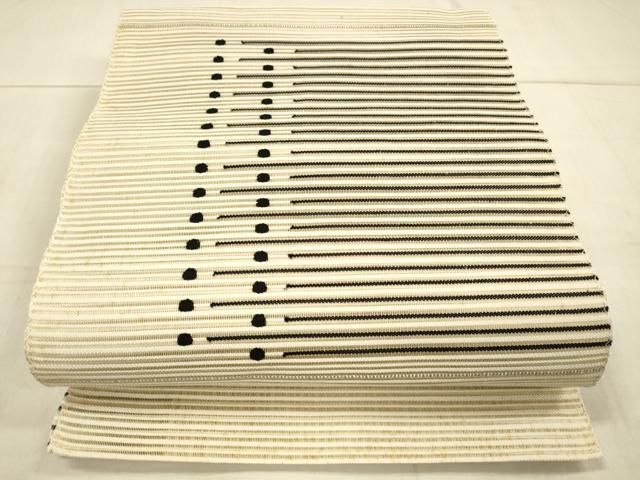 平和屋着物＊夏物 八寸名古屋帯 絽綴れ 横段文 銀糸 正絹