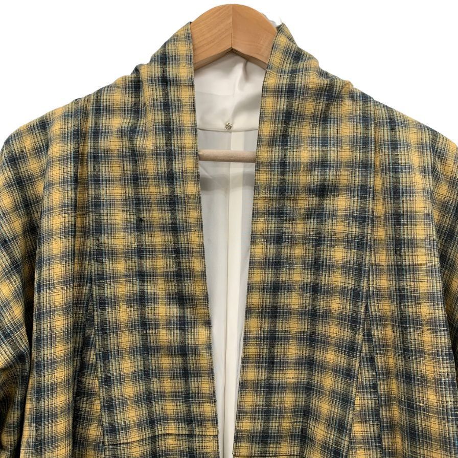 新田間道 紅花草木 着物 チェック 黄色 AFA 6