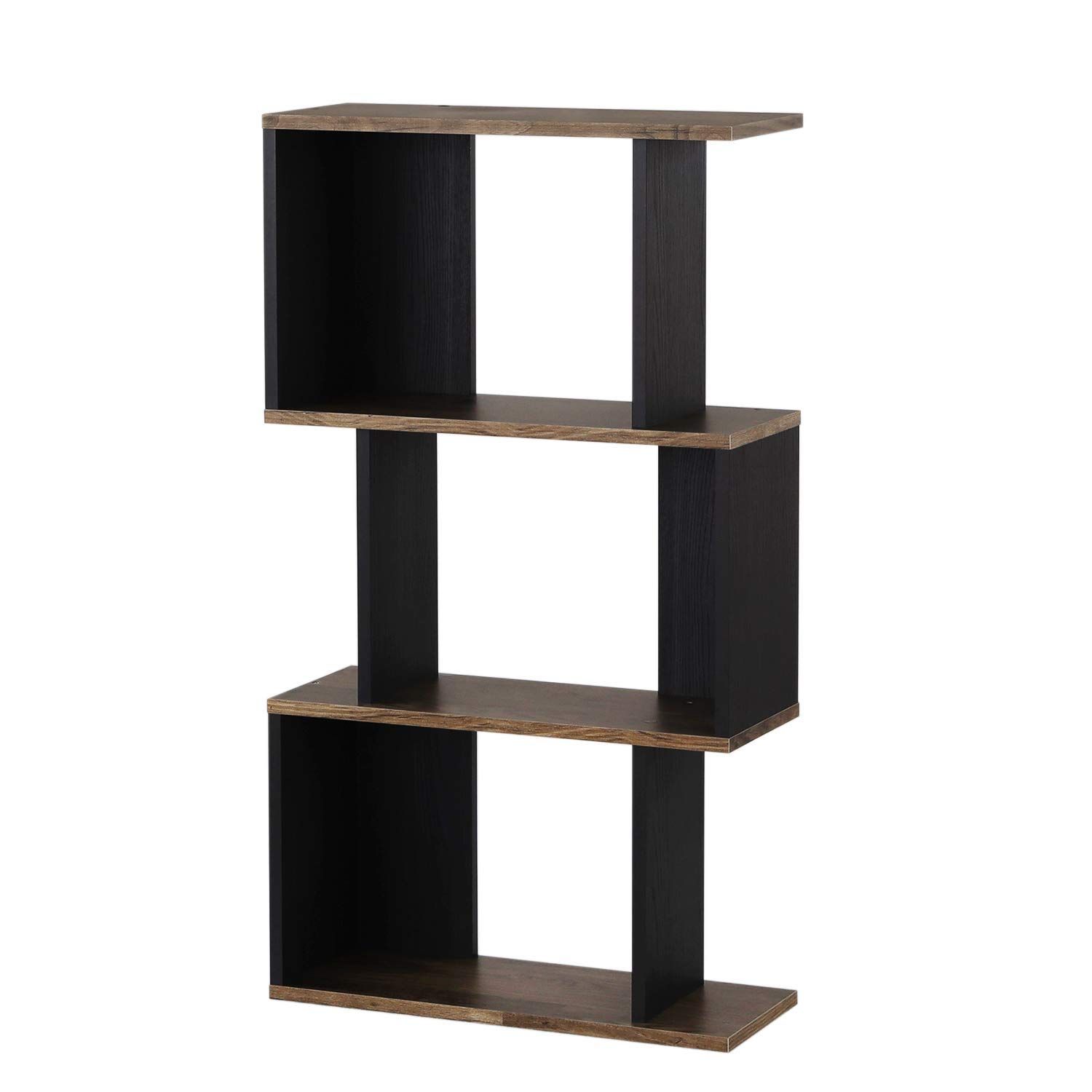 ブラウン 黒木目 背面化粧済 幅59.6 本棚 高さ107.2 パーテーション 奥行23.4cm 横置きできる ジグザグラック COB-1160VK 白井産業 コビナス