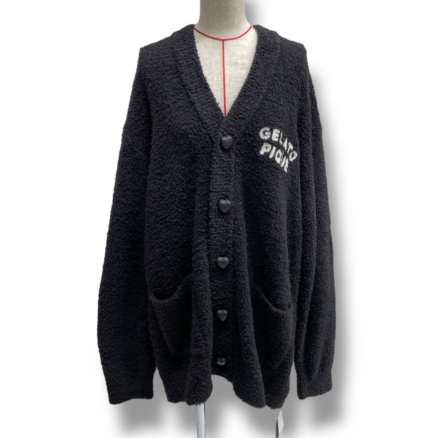タグ付 ♥ GELATO PIQUE HOMME ジェラートピケオム Chocolat-Framboise ベビモコカーディガン ルームウェア バレンタイン チャコールグレー サイズL レディース 冬 ゴーゴー古着マルイ北千住店 32 No.873