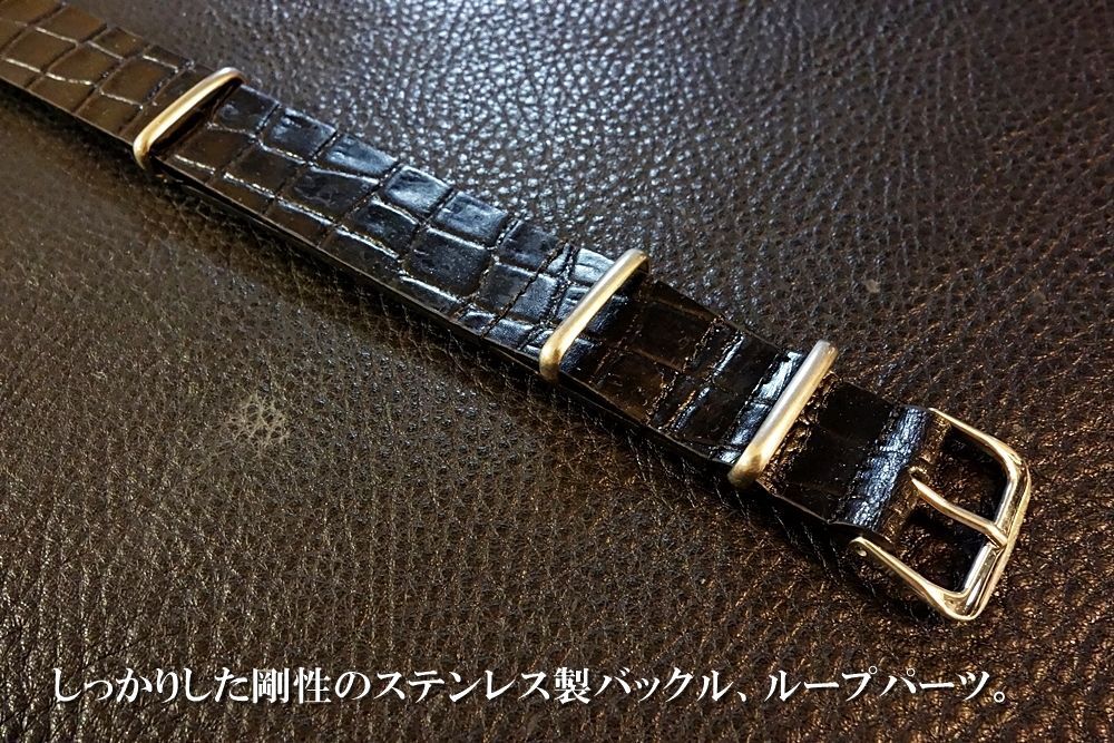 ◇Leather NATO G10Strap◇高品質国産本革クロコ型押しカーフ 半艶 