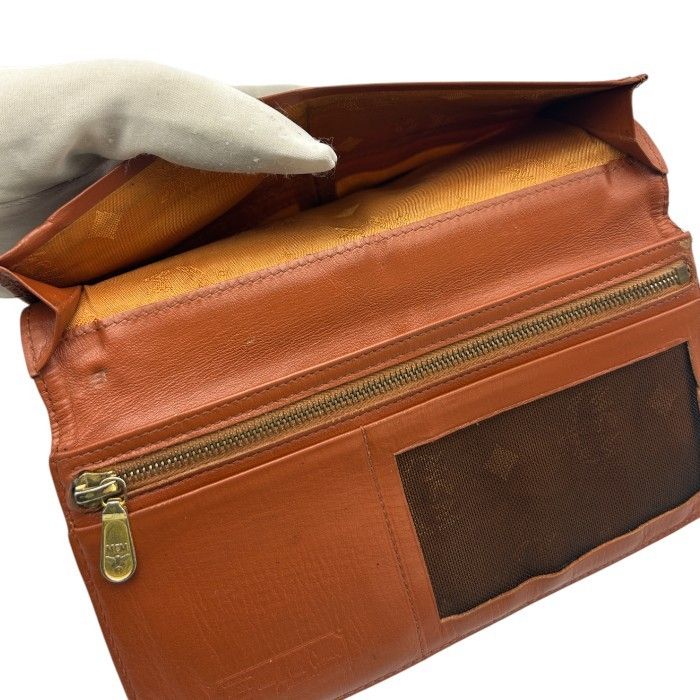 MCM MCM モノグラム 二つ折り長財布 ブラウン 定期入れ 薄型 エムシー