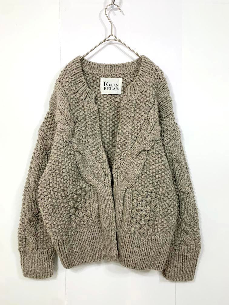 RELAN RELAN 1ere リランリラン 定価29700円 ハンドニット カーディガン グレー ◎レディース