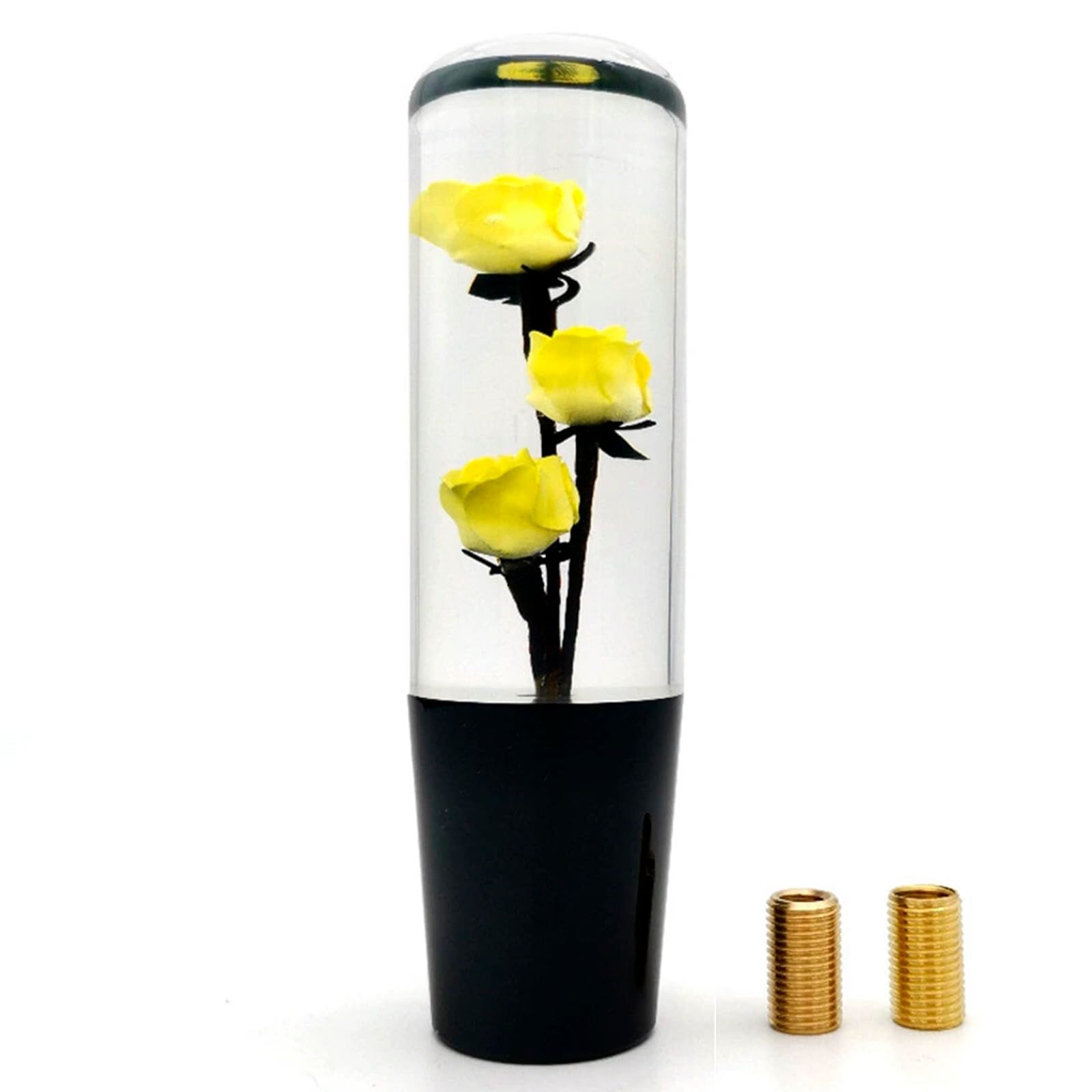 ElevenHeart 水中花 シフトノブ クリスタル ミディアム 15cm 汎用 AT MT 車用 トラック対応 国産車 カスタム 3種アダプター付き イエロー [イエロー] [15cm]