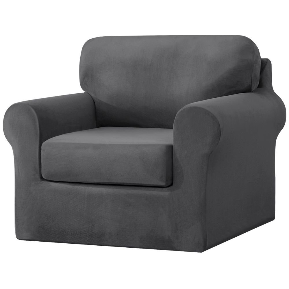 ダークグレー  ベルベット調ソファーカバー 肘付き 1人掛け pmysofa22 ソファ カバー 1人掛け ソファカバー  肘付き ソファーカバー イスカバー キズ 傷防止 汚れ防止 着脱簡単 椅子カバー 一人