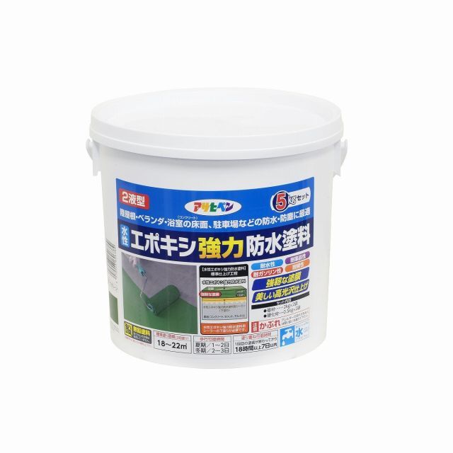 アサヒペン水性エポキシ強力防水塗料５ＫＧセットダークグリーン
