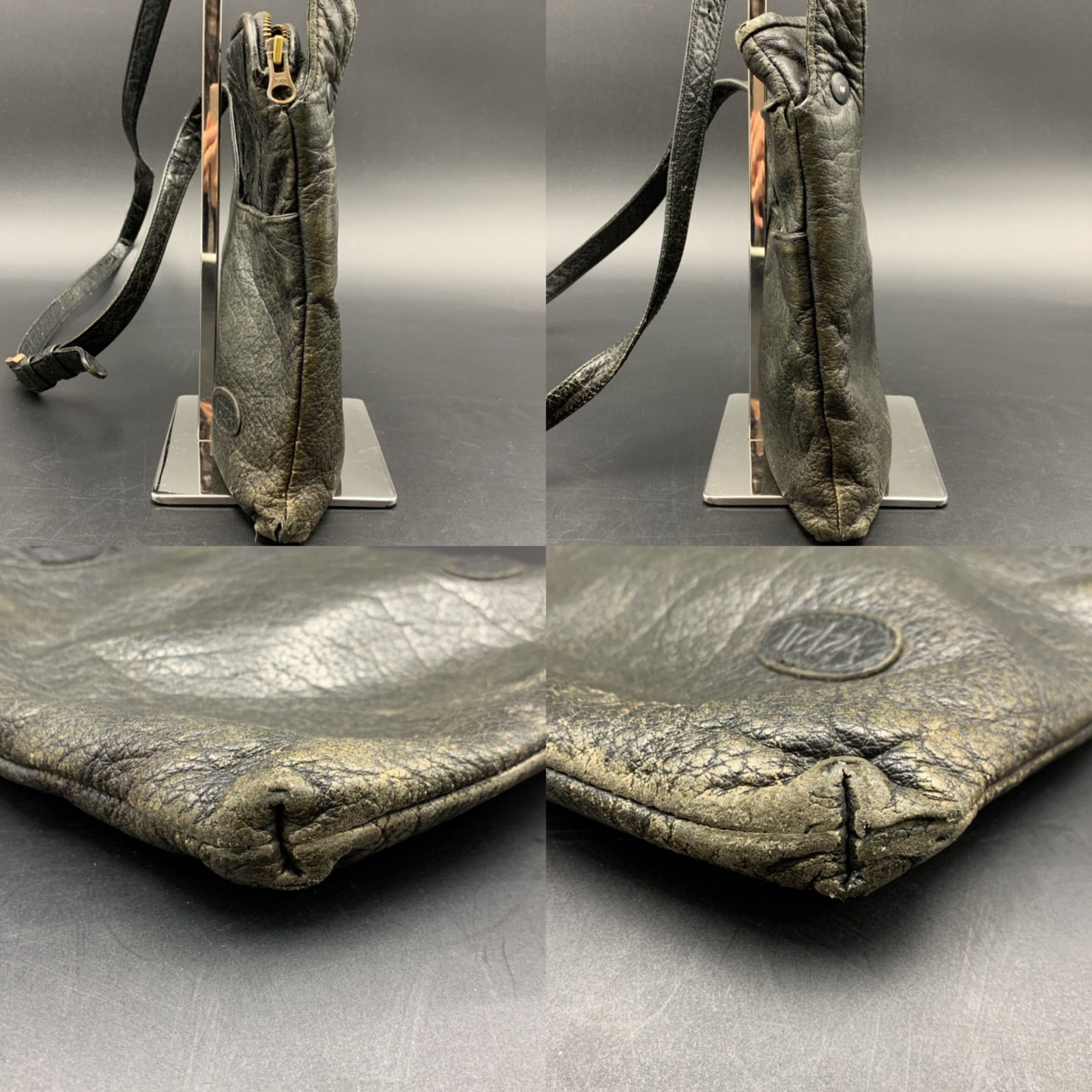 未使用 IBIZA イビザ　ショルダーバッグ　パッチワークエレファント象革　黒色 IBIZA イビザ ショルダーバッグ パッチワーク エレファント 象革