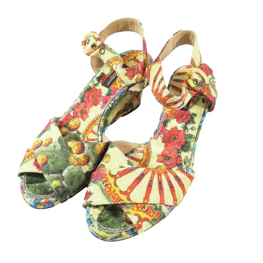 Dolce & Gabbana☆ウエッジソール サンダル 新品同様 DOLCE&GABBANA ドルチェアンドガッバーナ ウェッジ