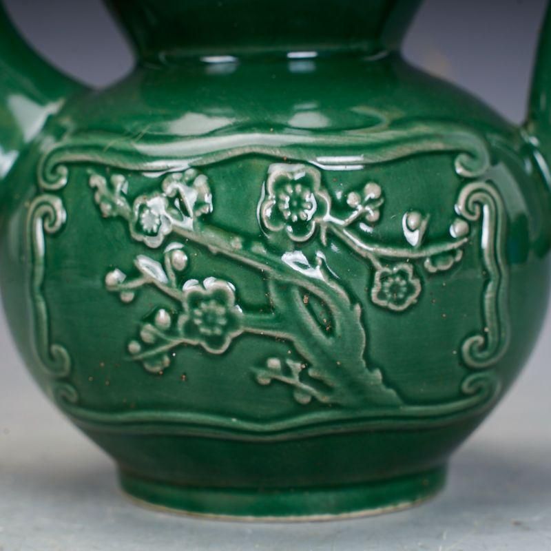 孔雀緑釉双蟾竜紋壺 景徳鎮 陶磁器 現代工芸品 美術品 装飾品 置物 緑釉花紋執壺 茶壺 酒壺 陶磁器 現代工芸品 置物 - メルカリ