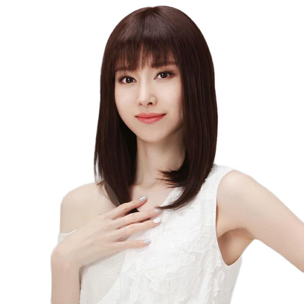 セミロング 100％人毛 フルウィッグ ウィッグ かつら 女性 ミディアム レディース 手植え 軽い P-Z 女性用 小顔 抗菌 ヘアネット 付き