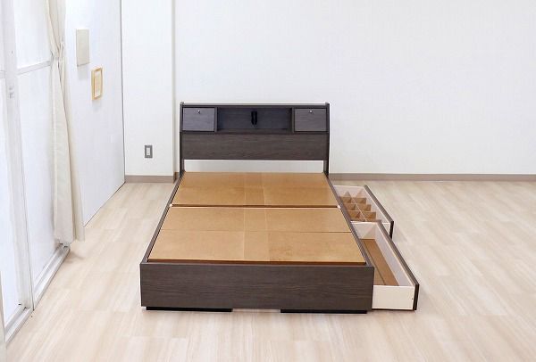 日本製 棚 デザイン ベッド 木製ベッド コンセント ワイドキング